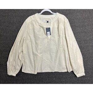 Universal Thread Women's Blouse Long Sleeve Beige Large